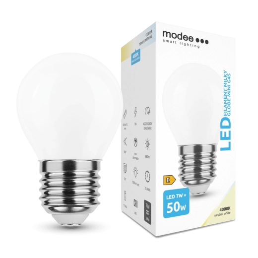 LED filamentna žarulja Modee Milky Globe Mini E27 7 W neutralno bijela