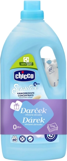 Chicco omekšivač Baby Sensitive Slatki puder 1,5 l (60 pranja) + vlažne maramice 72 kom