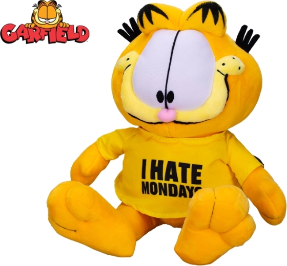 Plišana mačka Garfield 24 cm – sjedeći, majica I hate Mondays