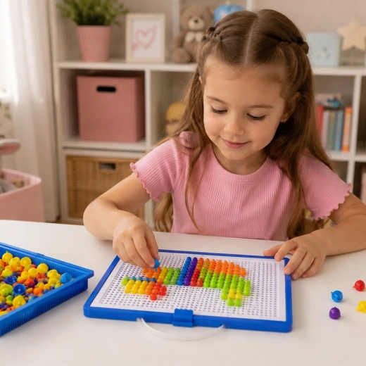 Creating pictures with colorful pegs