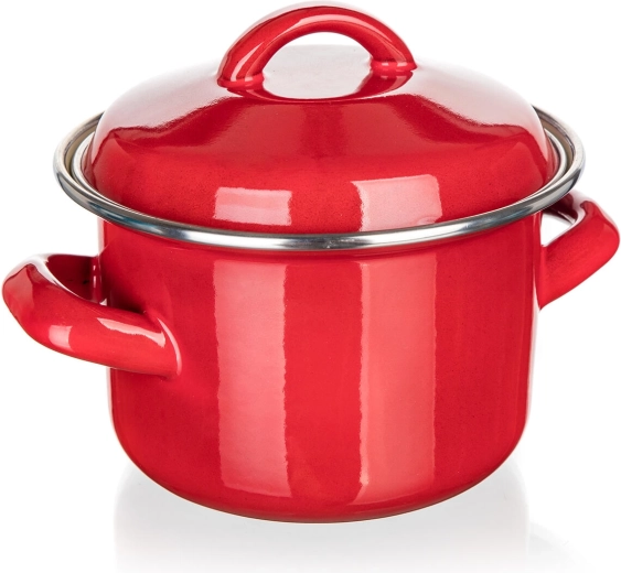 Emajlirani lonac s poklopom 12 cm 0,78 l MILTON crveni