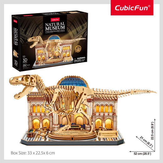 CubicFun 3D slagalica Prirodoslovni muzej Tyrannosaurus Rex s LED rasvjetom