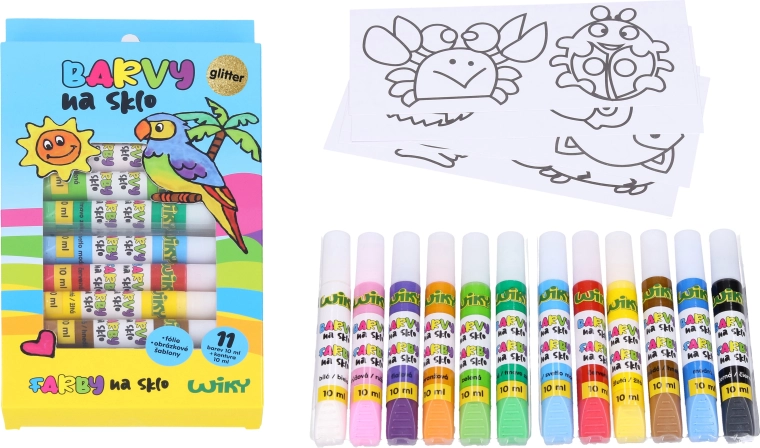 Glitter boje za staklo 11+1, 10 ml