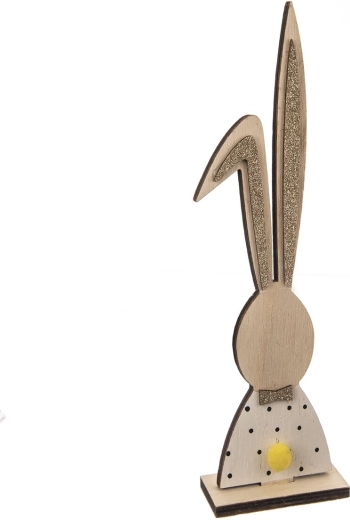 Drvena dekoracija zec bijelo-smeđa 26 cm
