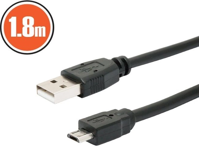 USB 2.0 USB-A to Micro USB-B Cable, 1.8 m, Black