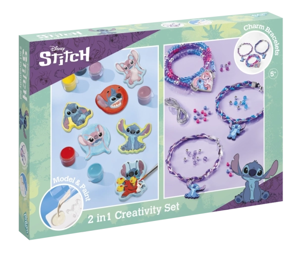 Kreativni set 2u1 DISNEY STITCH – izrada narukvica i bojanje gipsanih figurica