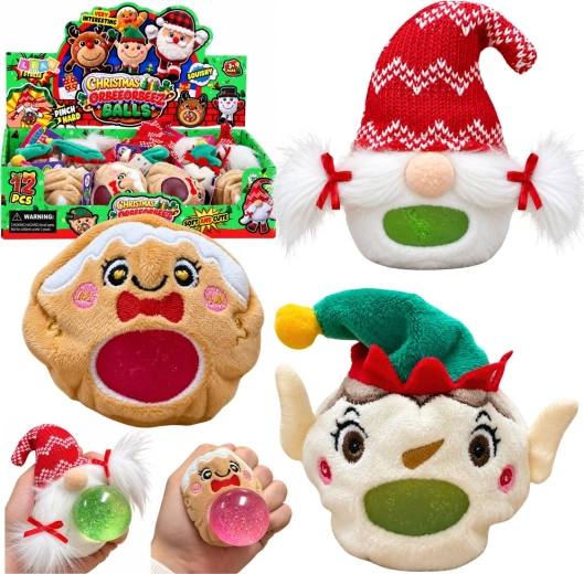 Christmas Plush Squishy Anti-Stress Toy with Glitter 8 cm - 1 piece