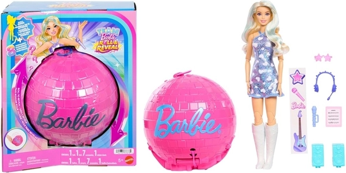 Barbie Team Roll and Reveal pop zvijezda – lutka u kugli s iznenađenjem