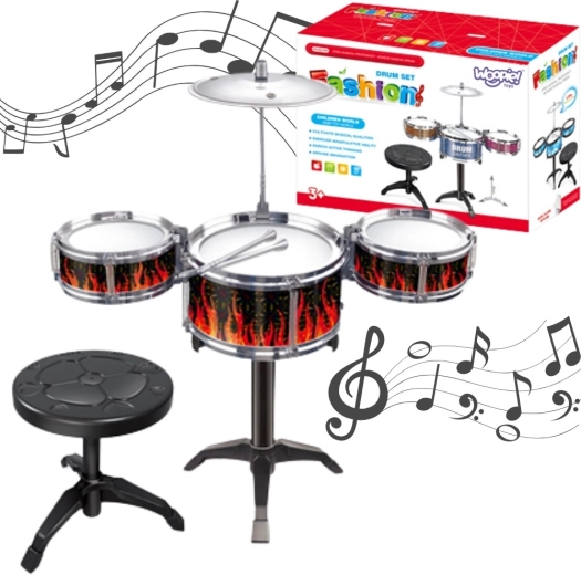 Woopie Children's Drum Set with 3 Drums, Cymbal and Stool