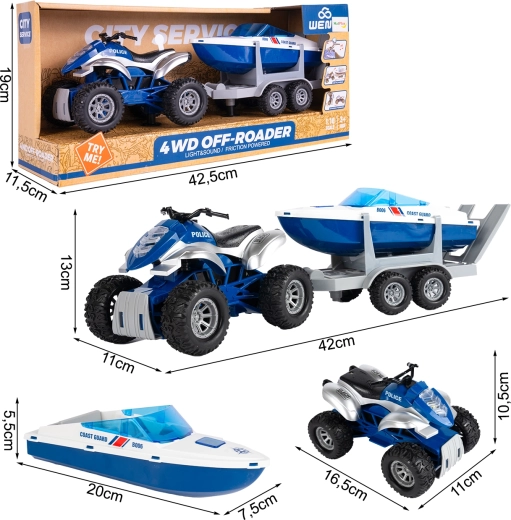 Policijski set – četverocikl i motorni čamac 1:16