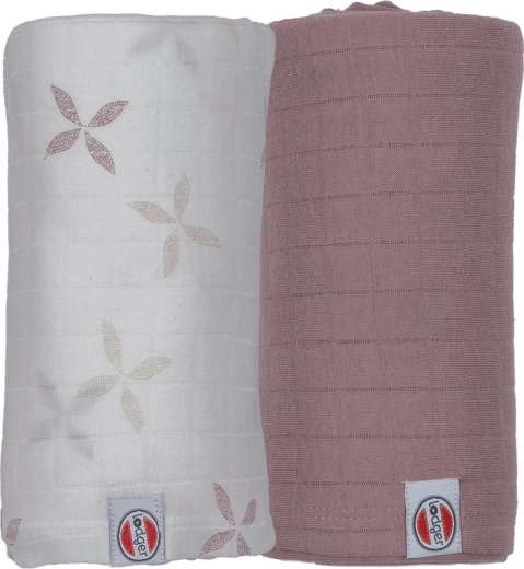 Lodger swaddler Solid matcha powder/rose 110 × 110 cm, set od 2 komada