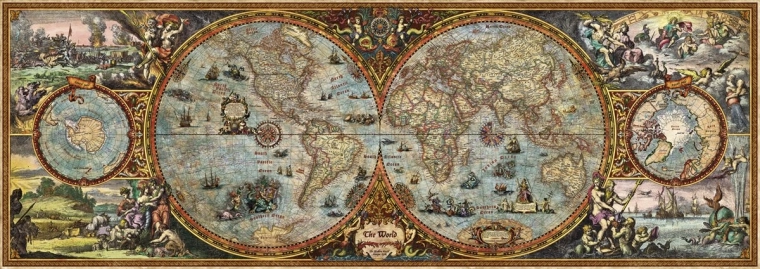 HEYE Panoramske puzzle Karta svijeta (polutke) 6000 dijelova