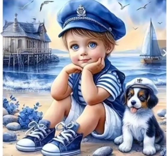 Dijamantno slikanje Mali mornar 30 × 40 cm