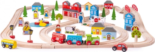 Drvena željeznička pruga grad i selo BIGJIGS RAIL, 91 dijelova
