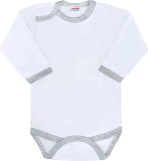Dječji bodi dugih rukava sa sivim obrubom NEW BABY