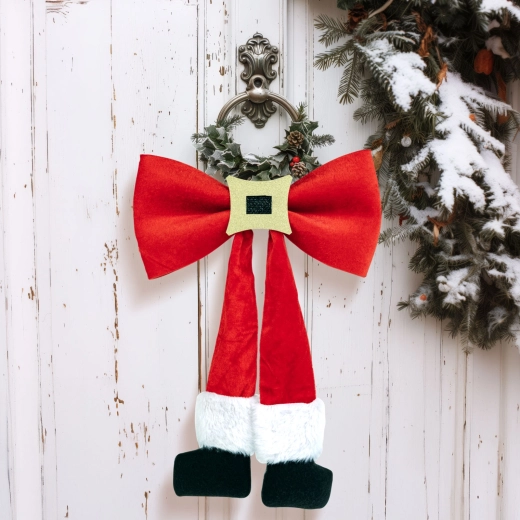 Christmas Bow Decoration with Gold Glittery Clasp 25 × 40 cm