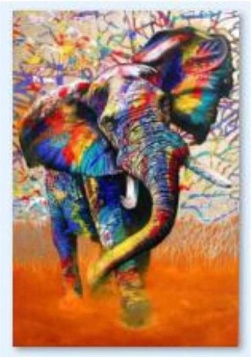 Diamond embroidery (diamond painting) colored elephant 30 × 40 cm - 1 piece