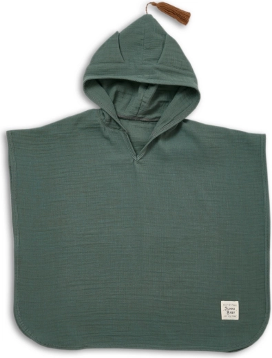 Funnababy muslinsko pončo s kapuljačom Ivy green