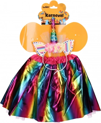 Karnevalni set Jednorog – šarena suknjica i obruč za kosu