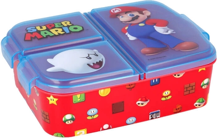 Stor kutija za užinu Super Mario s 3 pretinca (plavo-crvena)