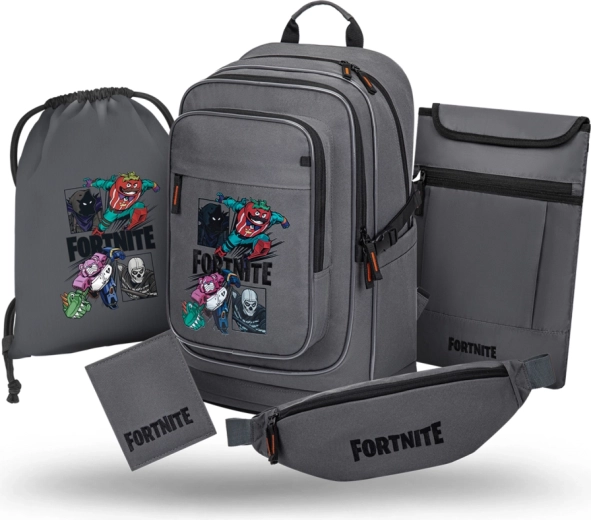 Baagl školski set 5 dijelova Cubic Fortnite Squad (ruksak, vrećica, struktorbica, navlaka za prijenosno računalo, novčanik) GRS