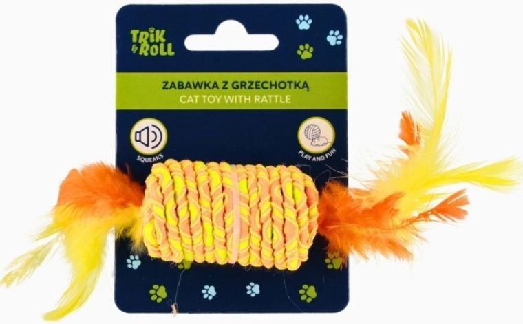 Zvečka za mačku s perjem