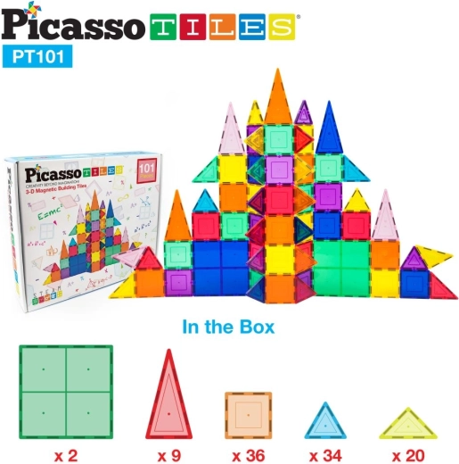 Picasso magnetski set za slaganje s osnovnim dijelovima - 101 kom