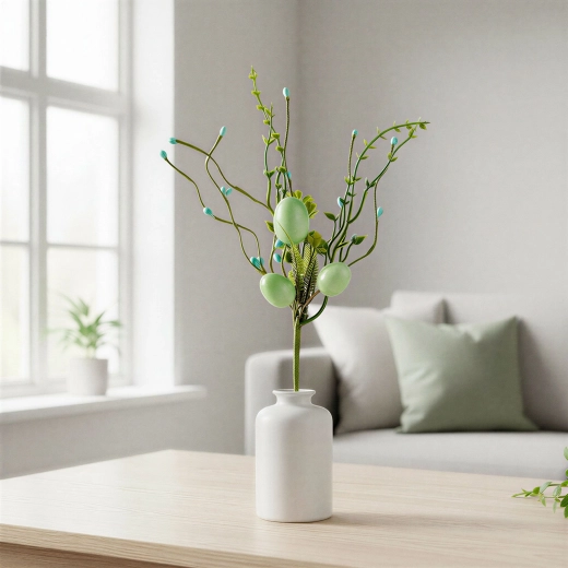 Green Easter branch with eggs 28 × 16 cm