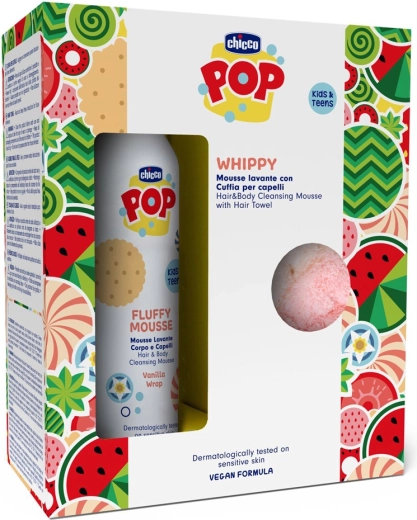 Chicco POP vanilla body & hair foam 2-in-1 with hair towel 200 ml