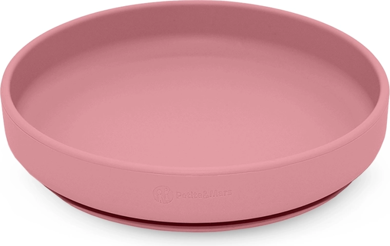 Silikonski tanjur s vakuumskom prijanjaljkom Take&Match dusty rose – Petite&Mars