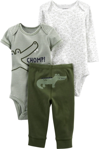 Carter's 3-dijelni komplet za bebu Green Croc – 2× bodi i trenirka