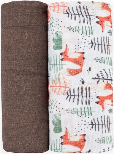 Petite&Mars bambusove muslinske povojnice misty forest fox 120 × 120 cm (2 kom)