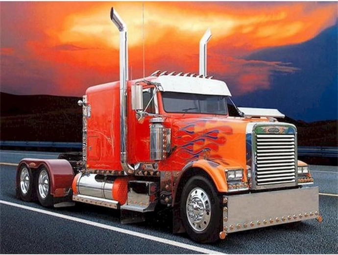 Dijamantno slikanje Crveni kamion s plamenovima 30x40 cm