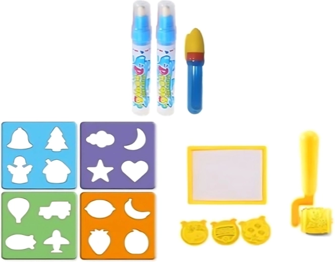Stamps, stencils and roller
