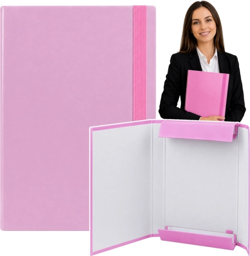 Pink A4 expanding document folder with elastic band, hard (34.5 cm) - 1 piece