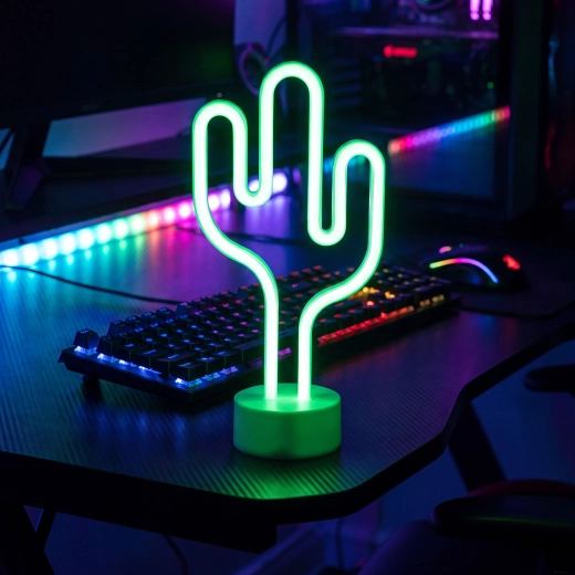 Neon LED Green Cactus Lamp