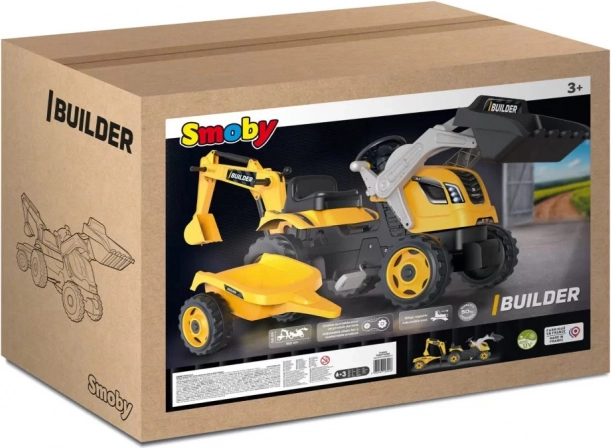 Pedalni traktor Builder Max s bagerom i prikolicom