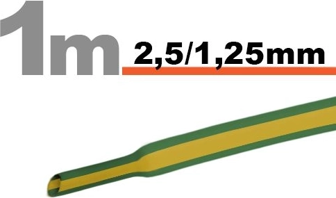 Yellow-green heat-shrink tubing 2.5 / 1.25 mm