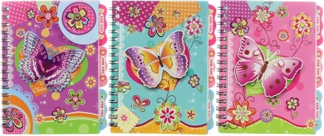 Notes Motylci s spiralnim uvezom 10 × 14,5 cm