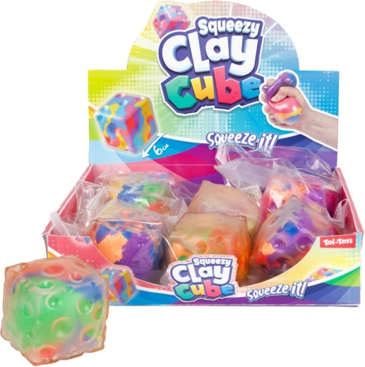 Anti-stress squeeze cube 6 cm, assorted colors