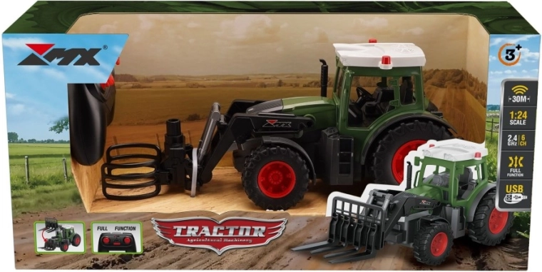 RC traktor s hvataljkama za bale 2,4 GHz 1:24