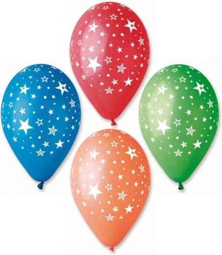 Gemar napuhujući pastelni balon s tiskom zvijezda 30 cm - 1 komad
