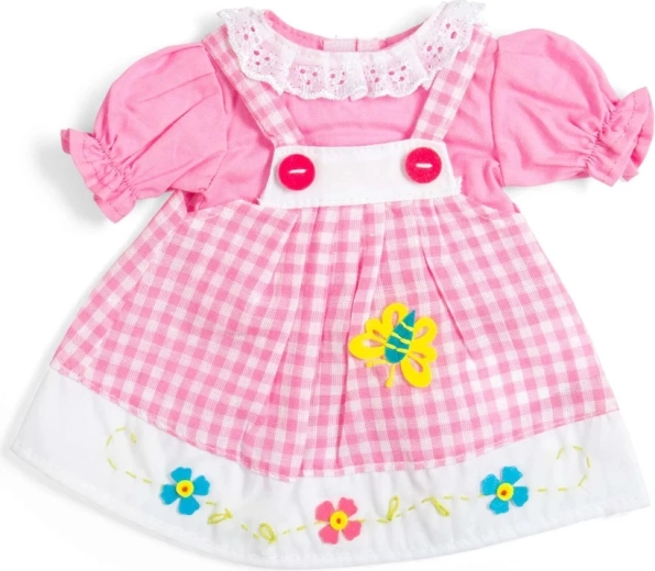 Bigjigs Toys ružičasta karirana haljina s tregerima za lutku 34 cm