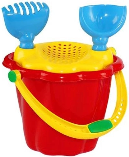 Mini dječji set za pijesak sa ситom – kantica, lopatica i grabljice