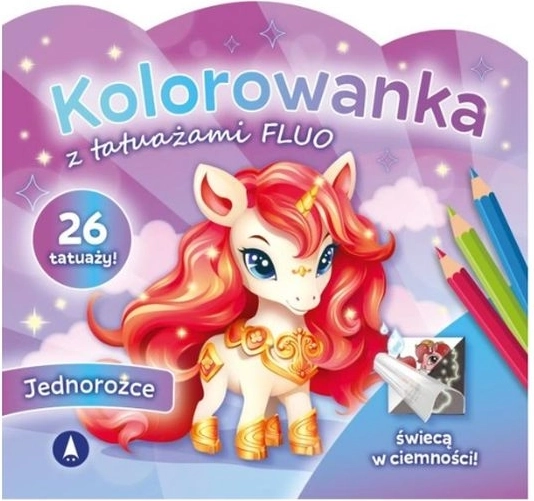 Fluo Coloring Book with Unicorn Tattoos