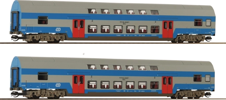 Roco 2-piece set of double-deck passenger coaches Bmto ČD TT (1:120)