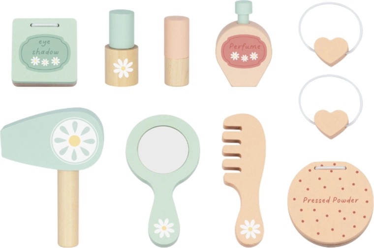 Bogat set drvenih kozmetičkih dodataka