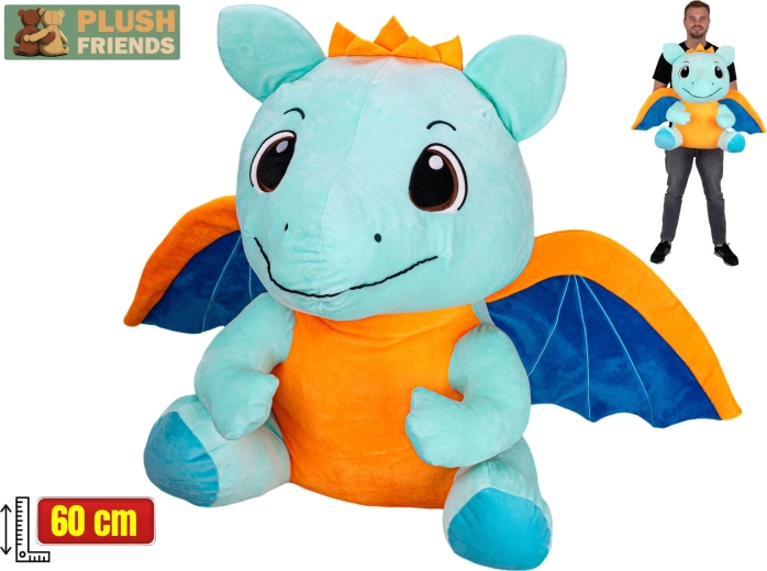 Plush Friends svijetloplavi plišani zmaj 60 cm (sjedeći)