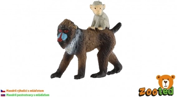 Mandril ženka s mladunčetom – plastična figurica 6 cm