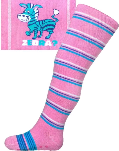 Pamučne hulahopke s ABS-om New Baby ružičaste zebra s prugama vel. 104–110